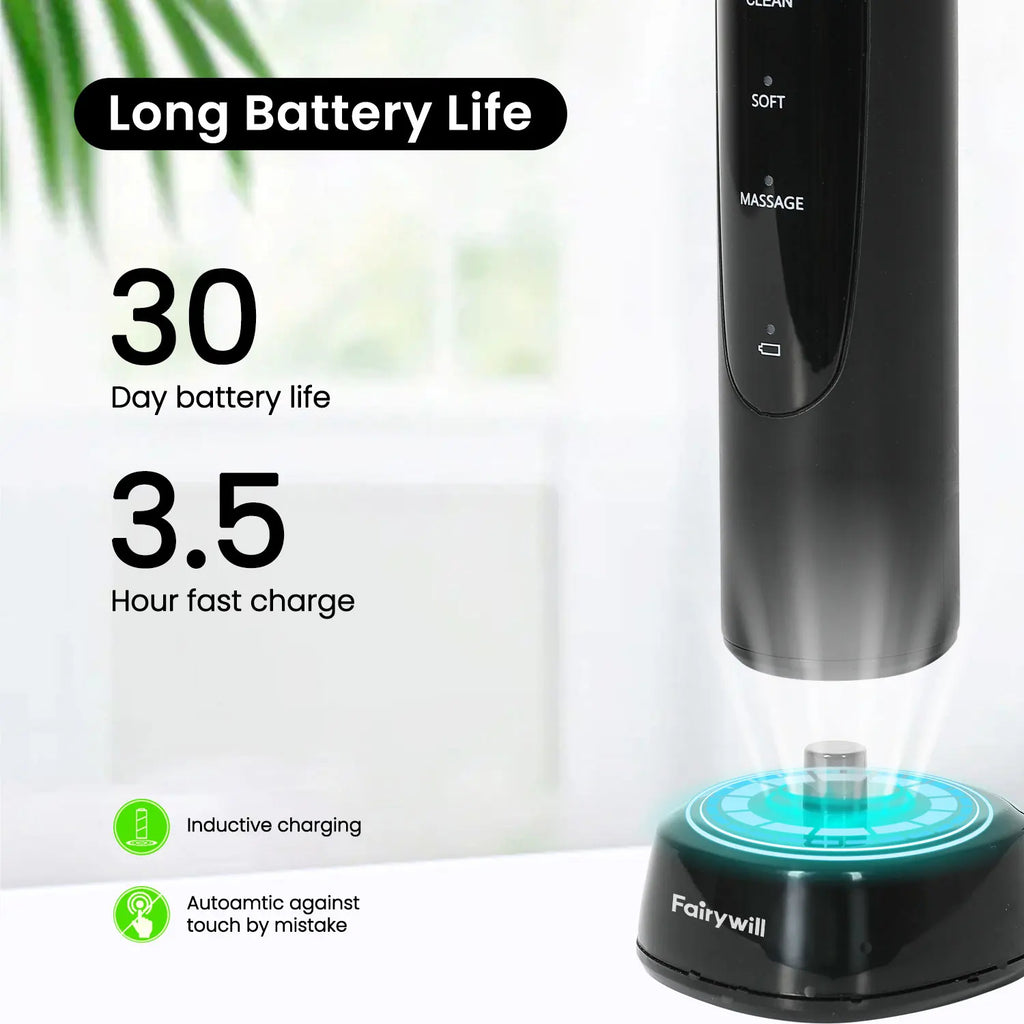 Electric Sonic Toothbrush – 4 Replacement Heads for Year-Round Care