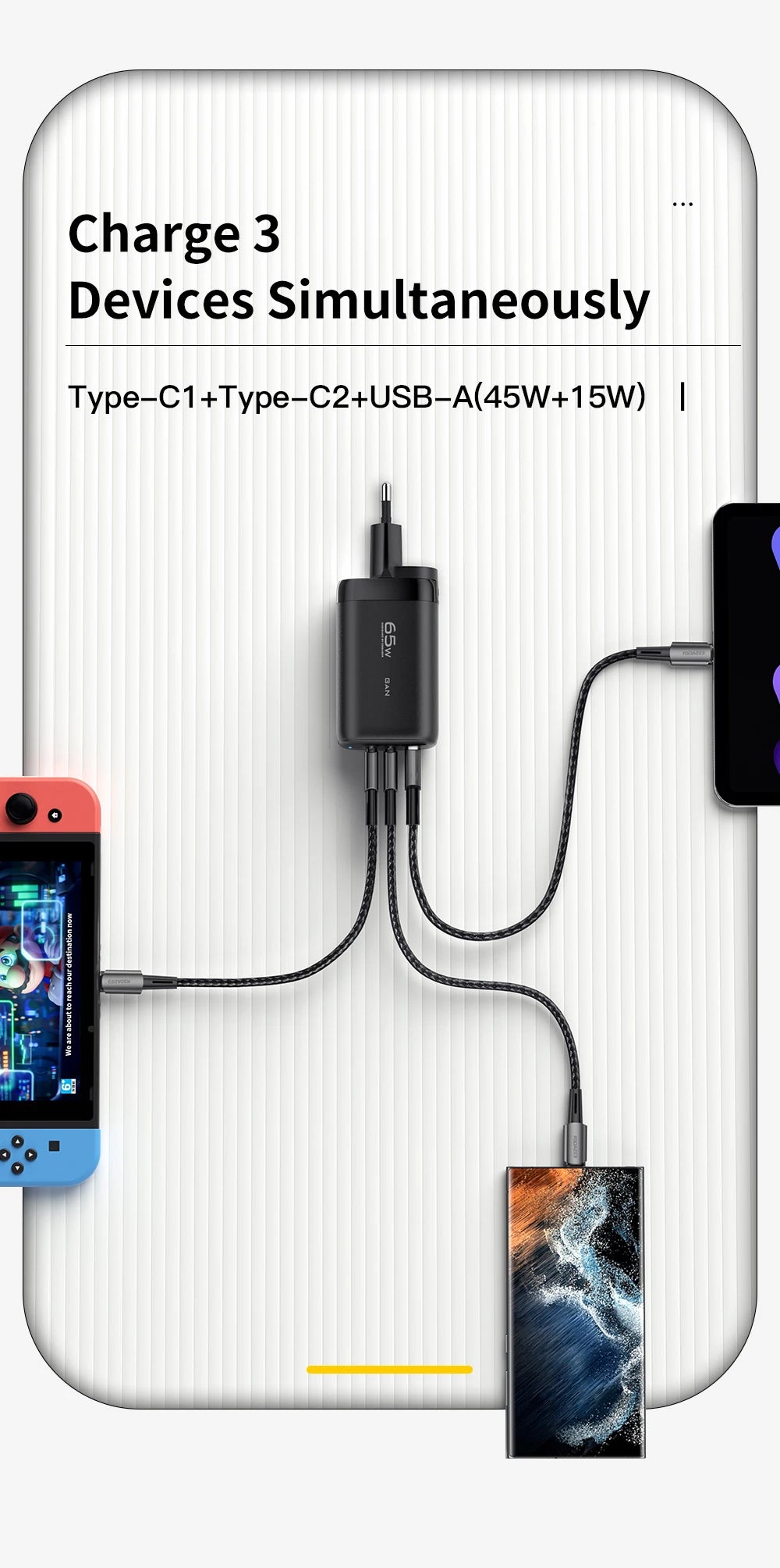 65W GaN Fast Charger USB-C | Laptop & Phone Power Adapter – ZAIYNE