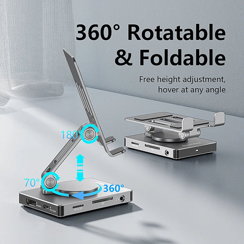 Support de téléphone réglable 8-en-1 avec hub USB-C – HDMI 4K, PD