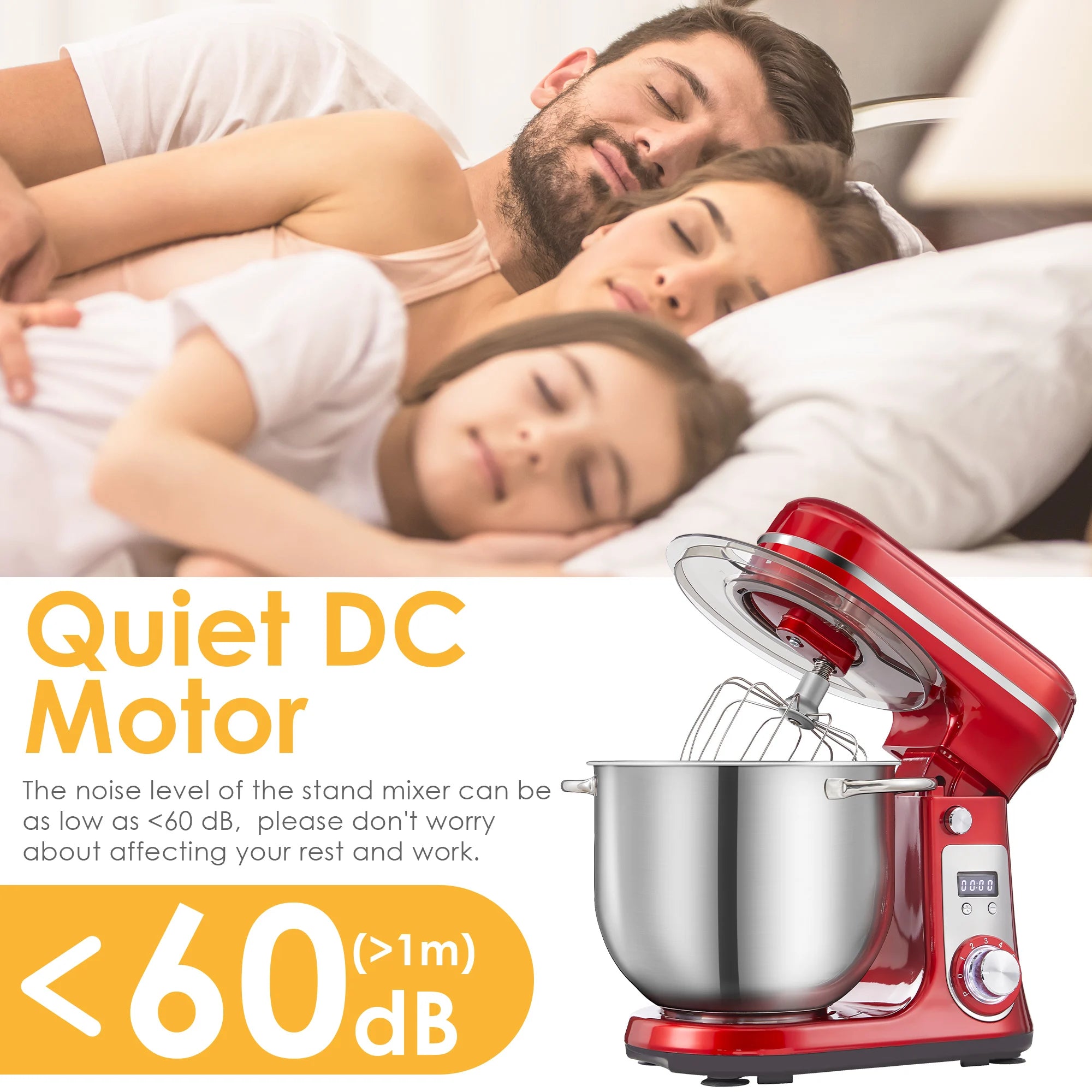 Robot pâtissier BioloMix 1200W avec bol en acier inoxydable de 6L – Prise UE