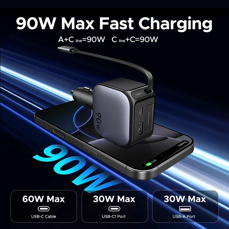 Chargeur de voiture USB-C haute puissance | Chargement rapide pour téléphone et tablette – ZAIYNE