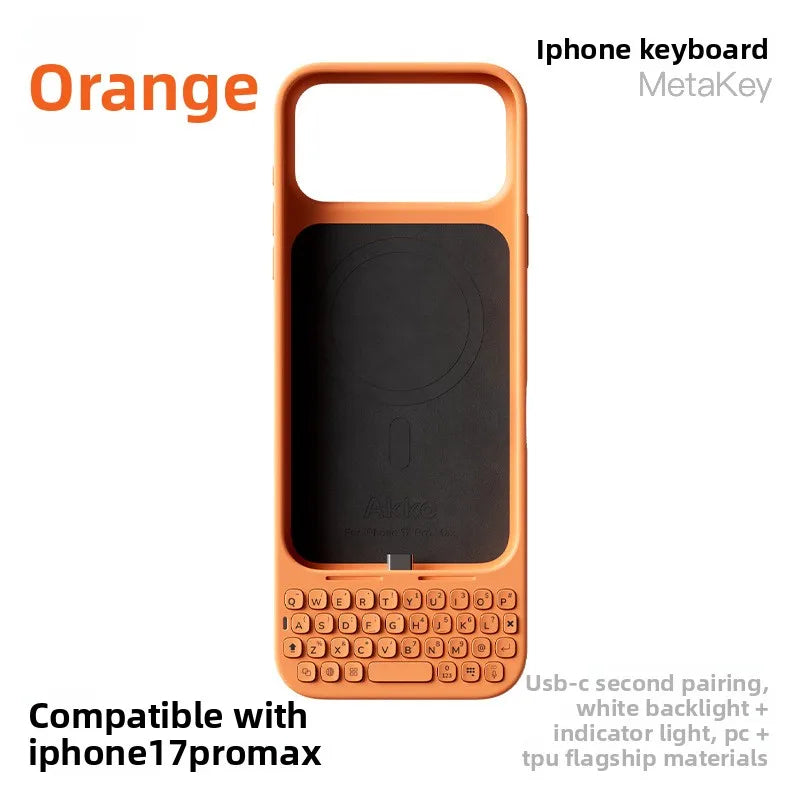 MetaKey Keyboard Phone Case for iPhone 17 Pro Max – MagSafe, Backlit Keys, Night-Light, All-in-One Protective Cover