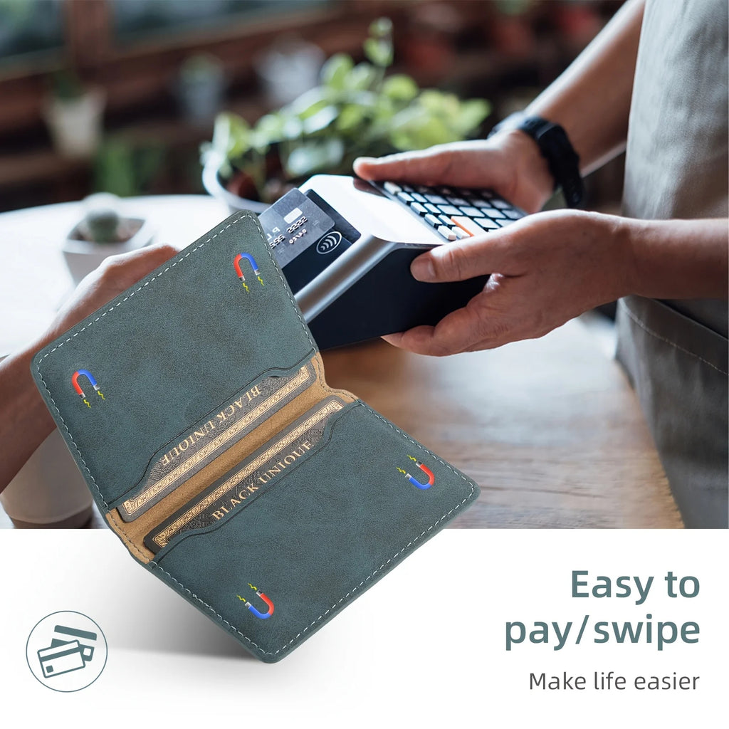 Slim Magnetic Wallet Case – 3-Card Leather Phone Holder | ZAIYNE