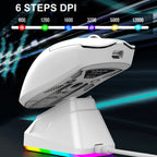 Mysz gamingowa ZAIYNE X11 bezprzewodowa RGB | Trzy tryby pracy | Magnetyczna stacja ładująca