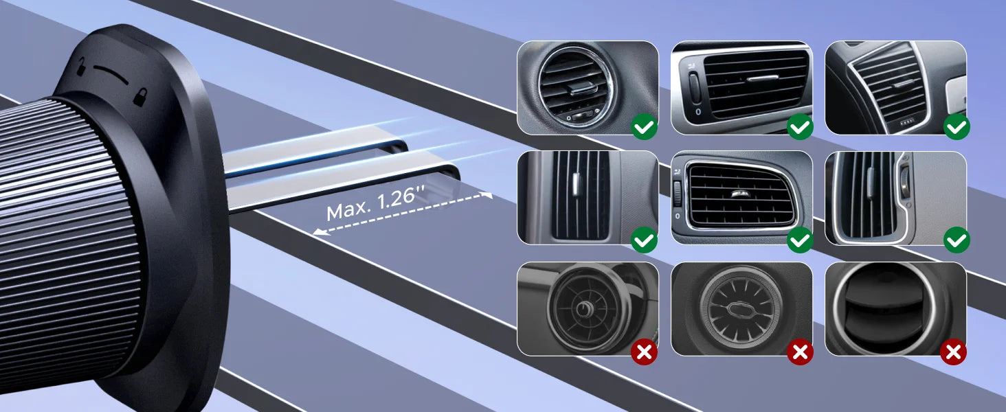 Support Téléphone Voiture Magnétique 360° | Fixation Grille d'Aération – ZAIYNE