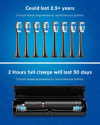 Electric Sonic Toothbrush – 8 Brush Heads & Travel Case