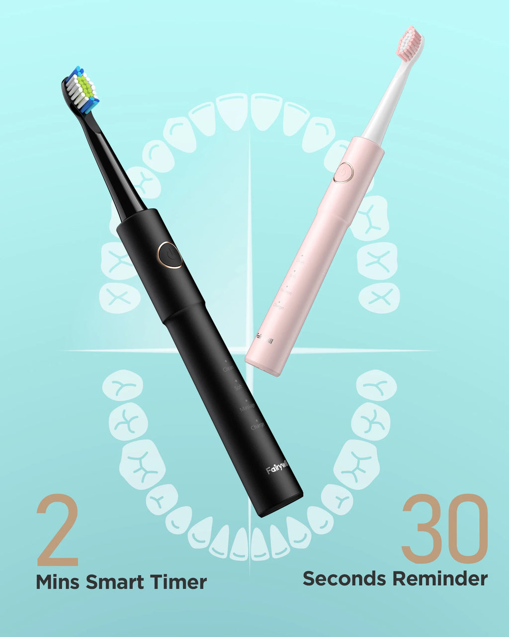 Electric Sonic Toothbrush – 8 Replacement Heads & Waterproof Design