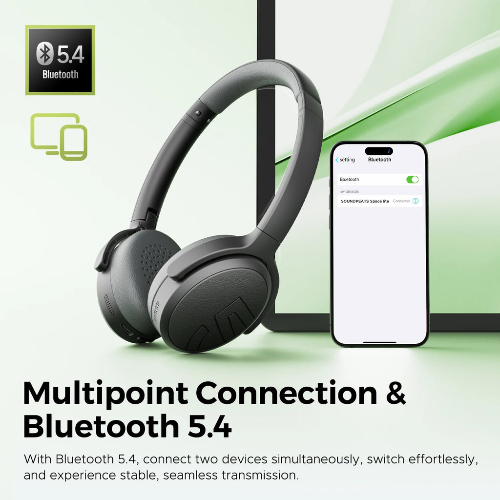 Casque sans fil supra-auriculaire SoundPEATS Space Lite avec réduction de bruit active