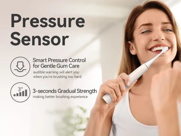 Brosse à dents électrique sonique – 8 têtes de rechange, capteur de pression et minuteur