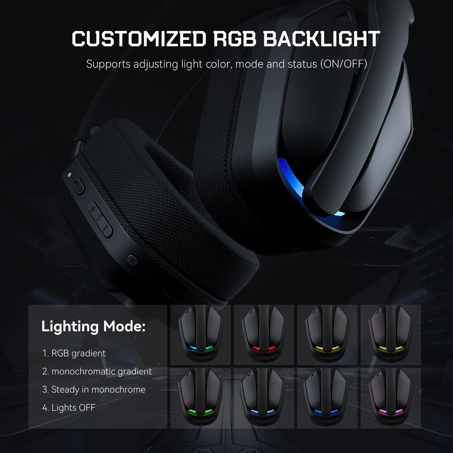 Casque Gaming RVB sans fil ZAIYNE G19X | Ultra-léger | Faible latence de 30 ms