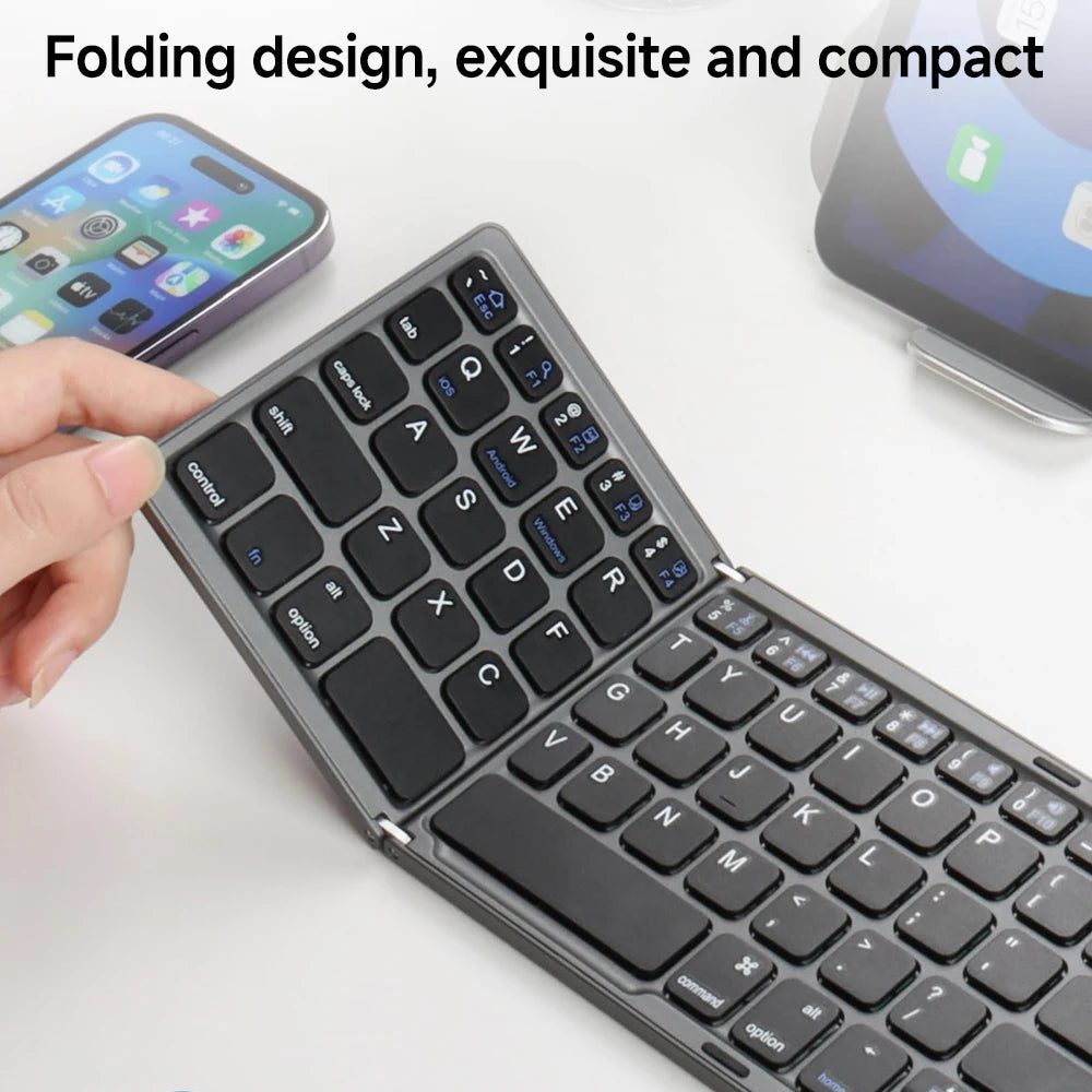 Mini clavier Bluetooth pliable avec pavé tactile – Clavier de voyage sans fil pliable en 3 pour Android/iOS/Windows | ZAIYNE