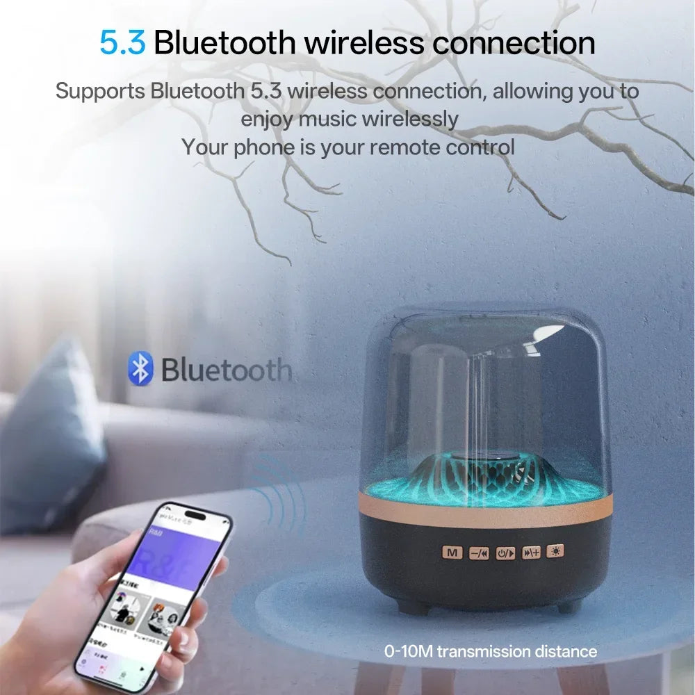 Haut-parleur RVB sans fil portable 5.3 – Son surround à 360°, basses Hi-Fi, lampe respirante (noir)