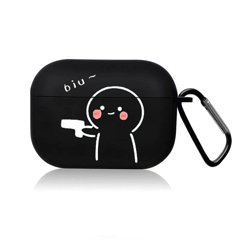 Funny Cartoon AirPods Case – Shockproof Silicone Cover with Keychain (Multiple Designs)