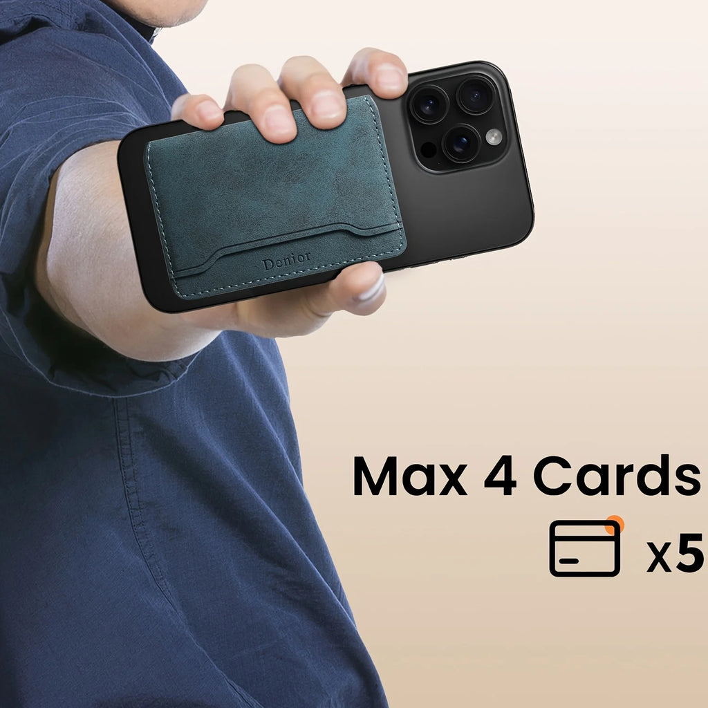 Slim Magnetic Wallet Case – 3-Card Leather Phone Holder | ZAIYNE