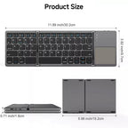 Mini clavier Bluetooth pliable avec pavé tactile – Clavier de voyage sans fil pliable en 3 pour Android/iOS/Windows | ZAIYNE