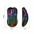 Bezprzewodowa Mysz Gamingowa RGB Honeycomb – Lekka, Akumulatorowa i Precyzyjna 2.4G | ZAIYNE