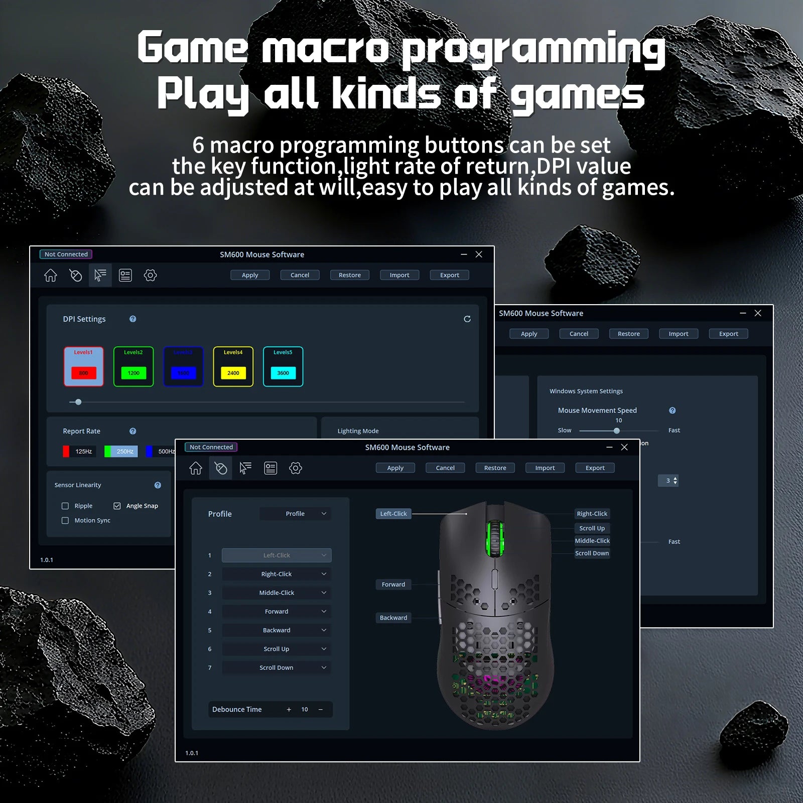 Mysz gamingowa ZAIYNE T66 RGB bezprzewodowa – obudowa „plaster miodu”, programowalne makra, bateria 650 mAh
