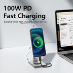 8-in-1 Adjustable Phone Stand with USB-C Hub – 4K HDMI, PD