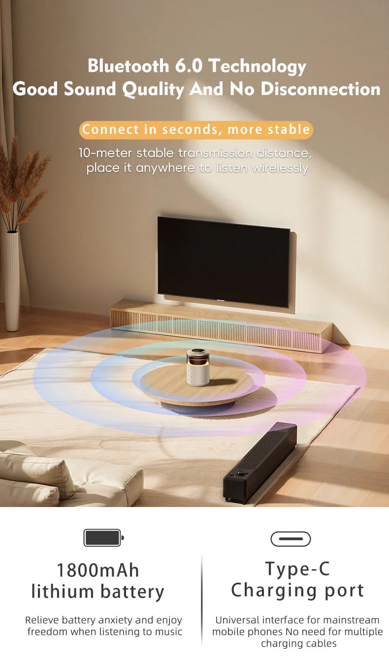 Station de recharge sans fil magnétique 5-en-1 avec haut-parleur Bluetooth et veilleuse