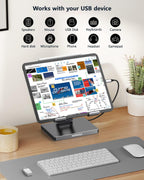 Support pour ordinateur portable 9-en-1 en aluminium avec station d'accueil Type-C