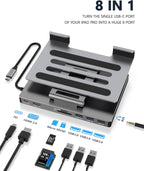 Support pour ordinateur portable 9-en-1 en aluminium avec station d'accueil Type-C