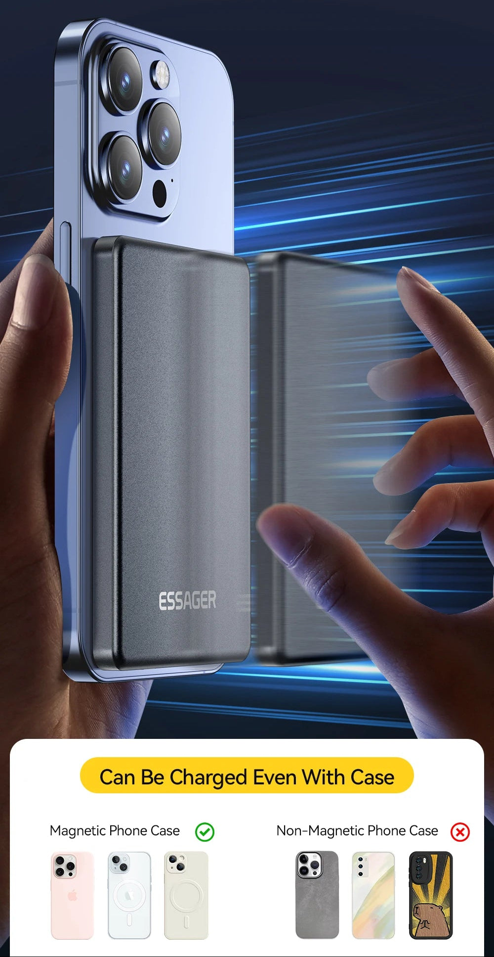 Batterie Externe Magnétique sans Fil 5000 mAh | Chargeur Portable Fin – ZAIYNE