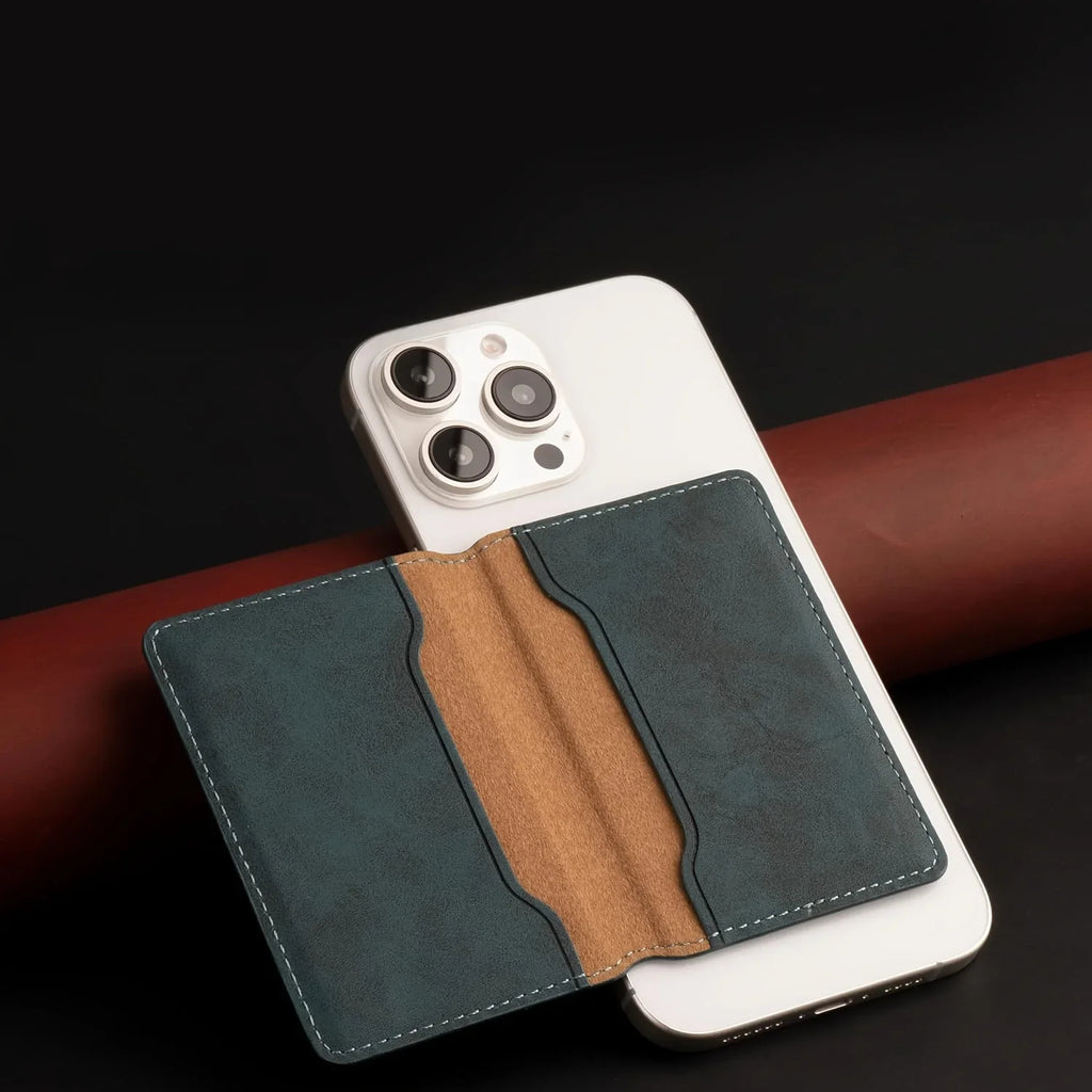 Slim Magnetic Wallet Case – 3-Card Leather Phone Holder | ZAIYNE