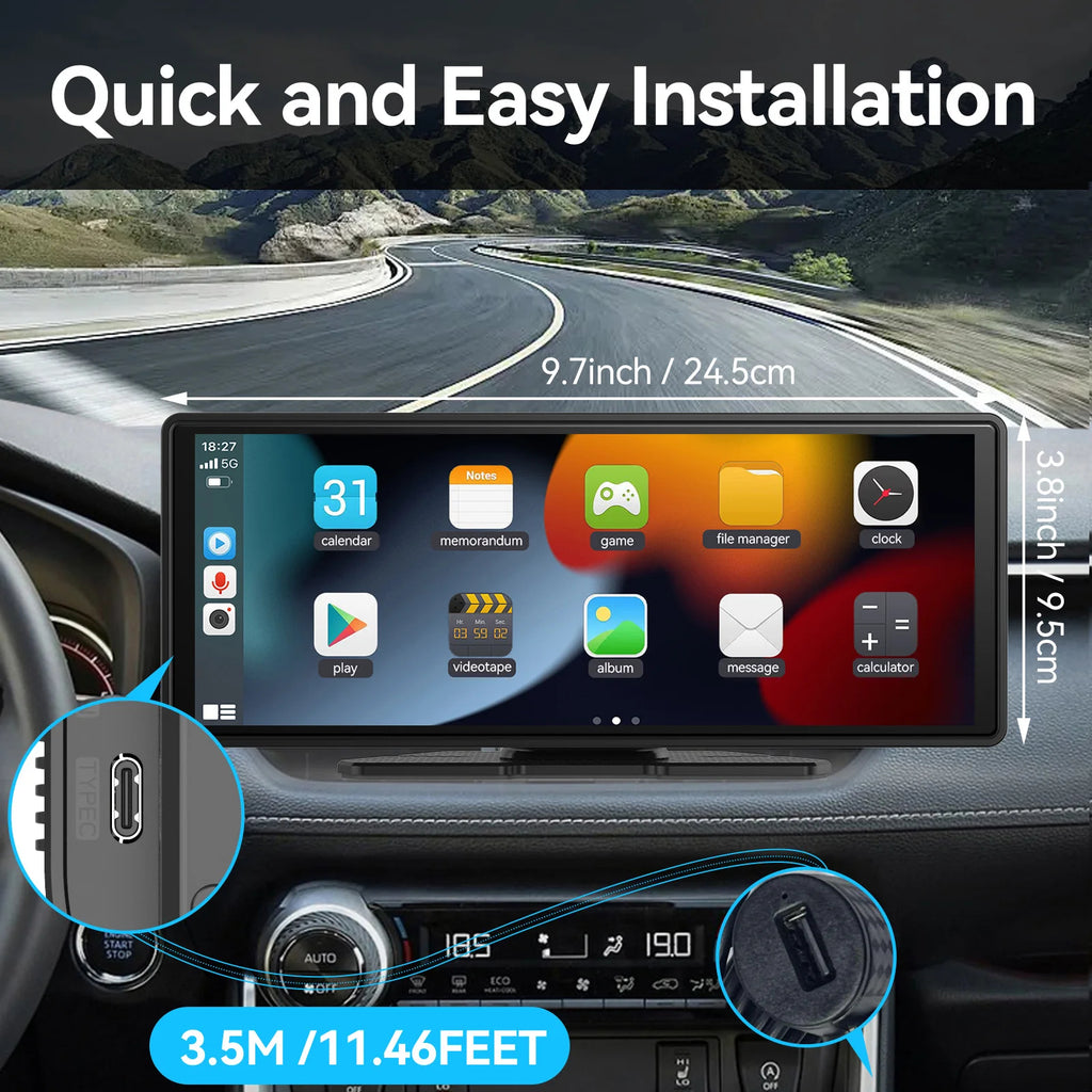 Écran Portable Sans Fil CarPlay et Android Auto – Écran Tactile 7" pour Moderniser Votre Voiture