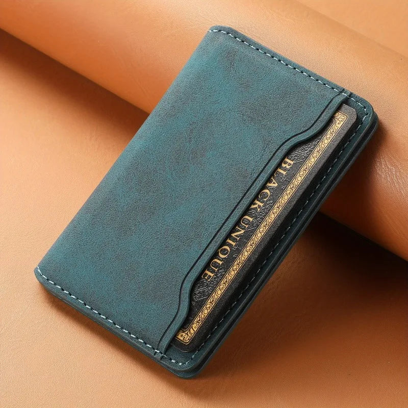 Slim Magnetic Wallet Case – 3-Card Leather Phone Holder | ZAIYNE