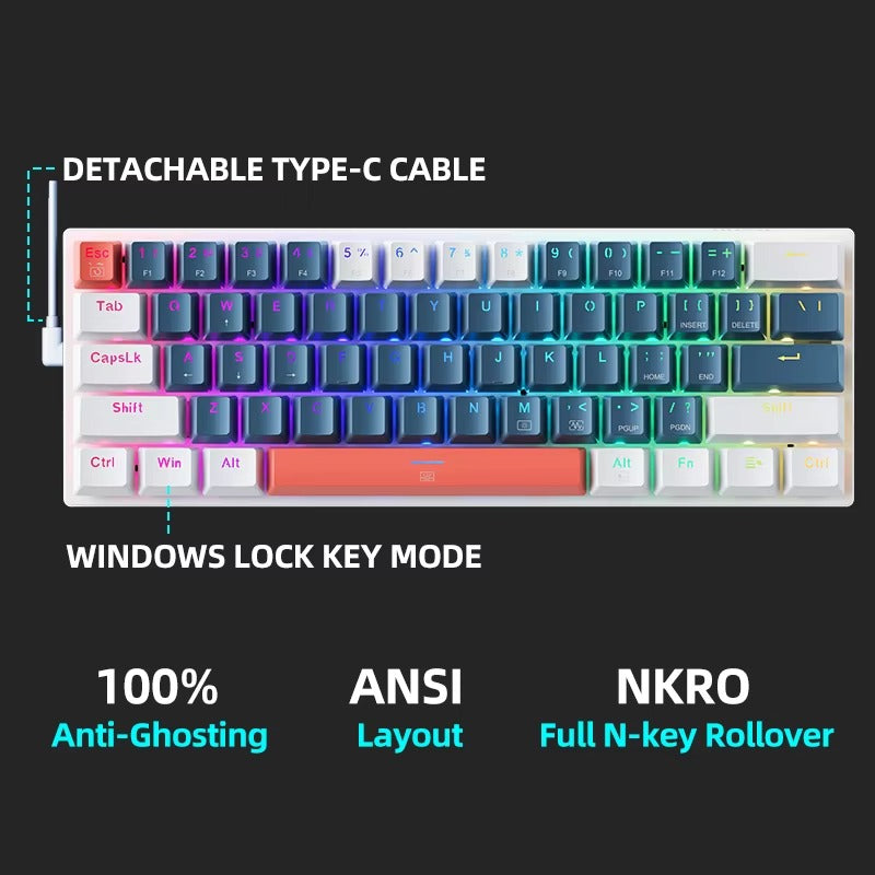 Clavier mécanique Machenike K500-B61 Mini – 60 % RVB remplaçable à chaud