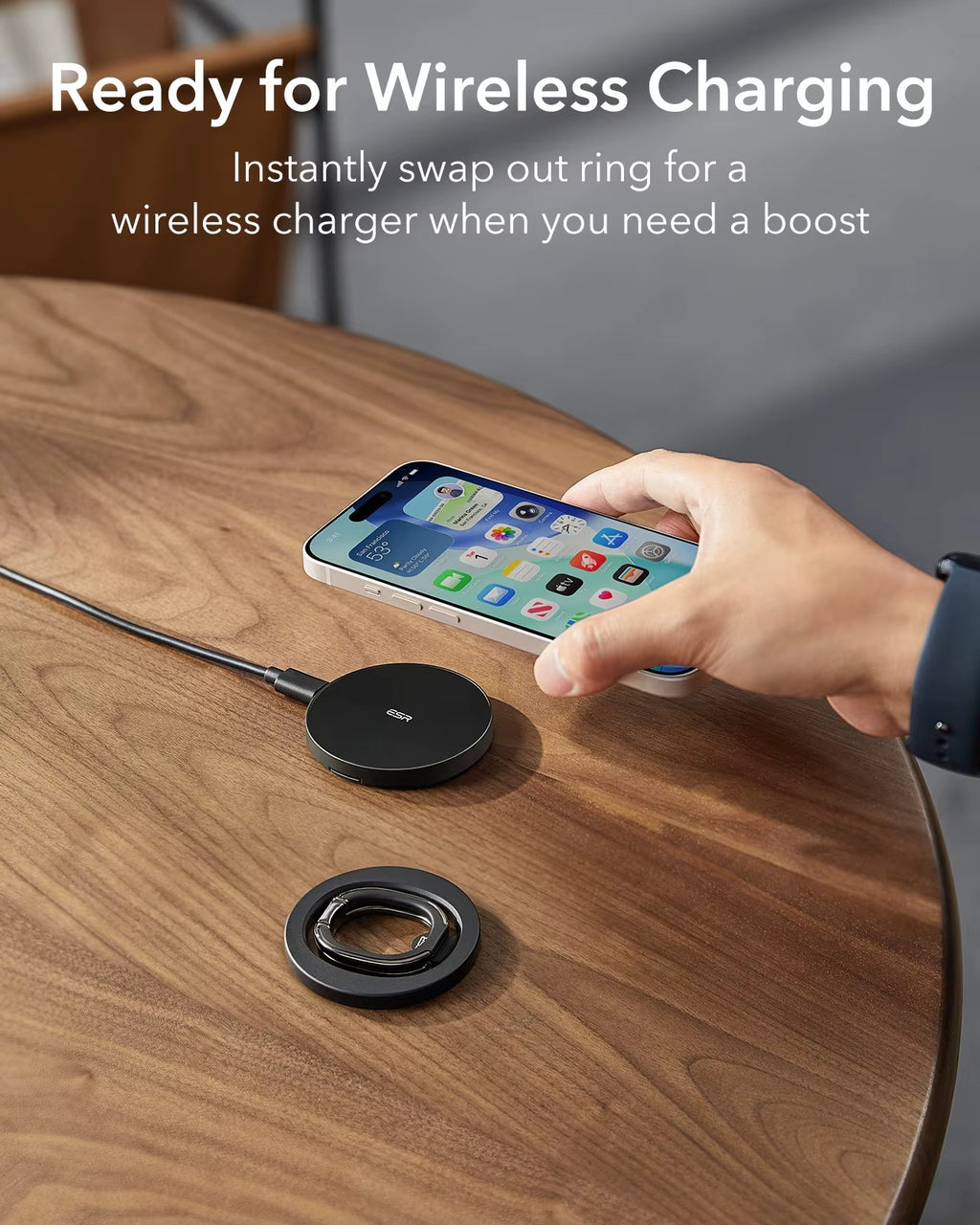 ESR MagSafe Phone Grip 2-Way Stand – Silny magnetyczny uchwyt na iPhone'a (siła trzymania 1200g)