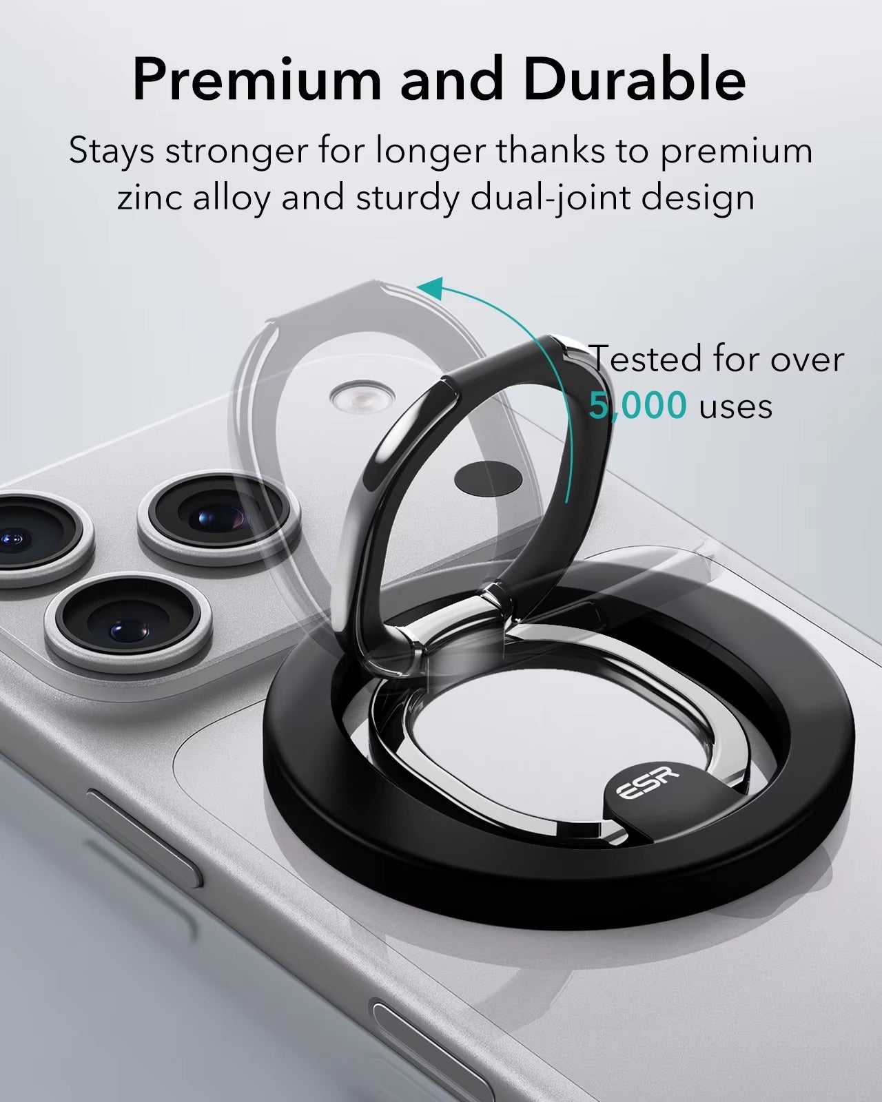 ESR MagSafe Phone Grip 2-Way Stand – Silny magnetyczny uchwyt na iPhone'a (siła trzymania 1200g)