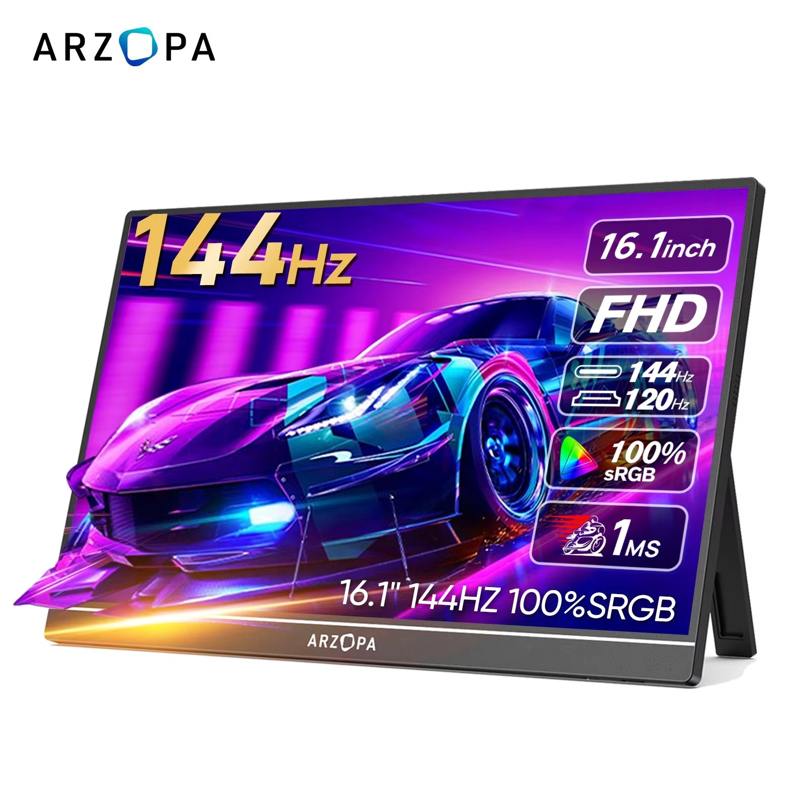 Moniteur portable 16,1" 144 Hz – Écran FHD 100% sRGB USB-C pour ordinateur portable, PS5, Steam Deck et Nintendo Switch | ZAIYNE