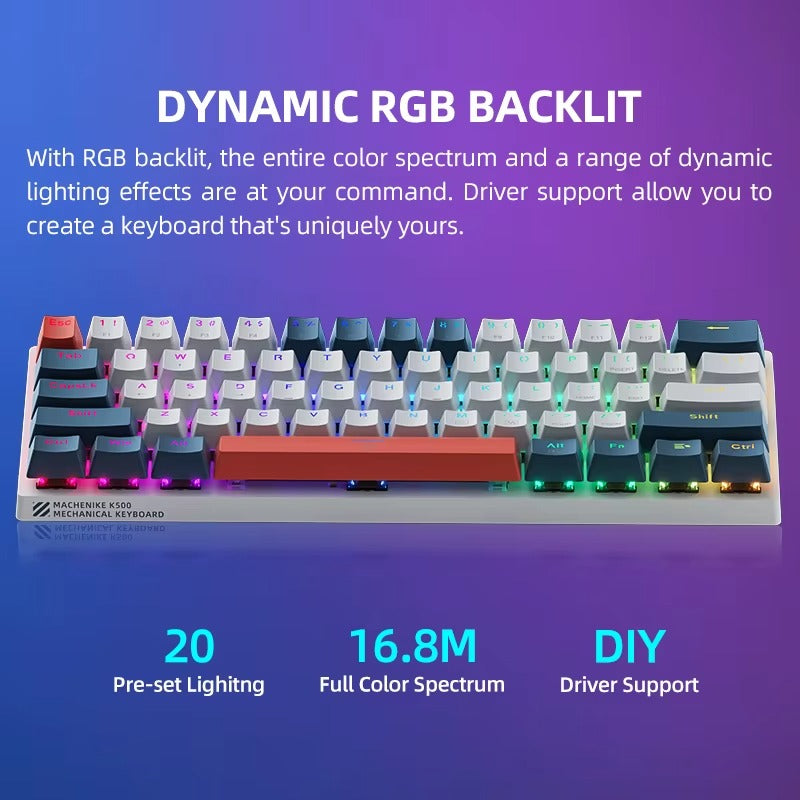 Clavier mécanique Machenike K500-B61 Mini – 60 % RVB remplaçable à chaud