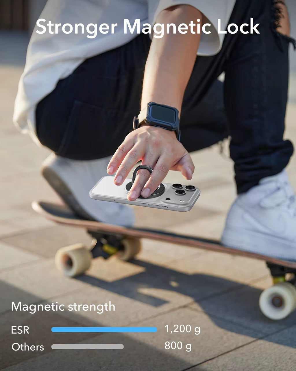ESR MagSafe Phone Grip 2-Way Stand – Silny magnetyczny uchwyt na iPhone'a (siła trzymania 1200g)