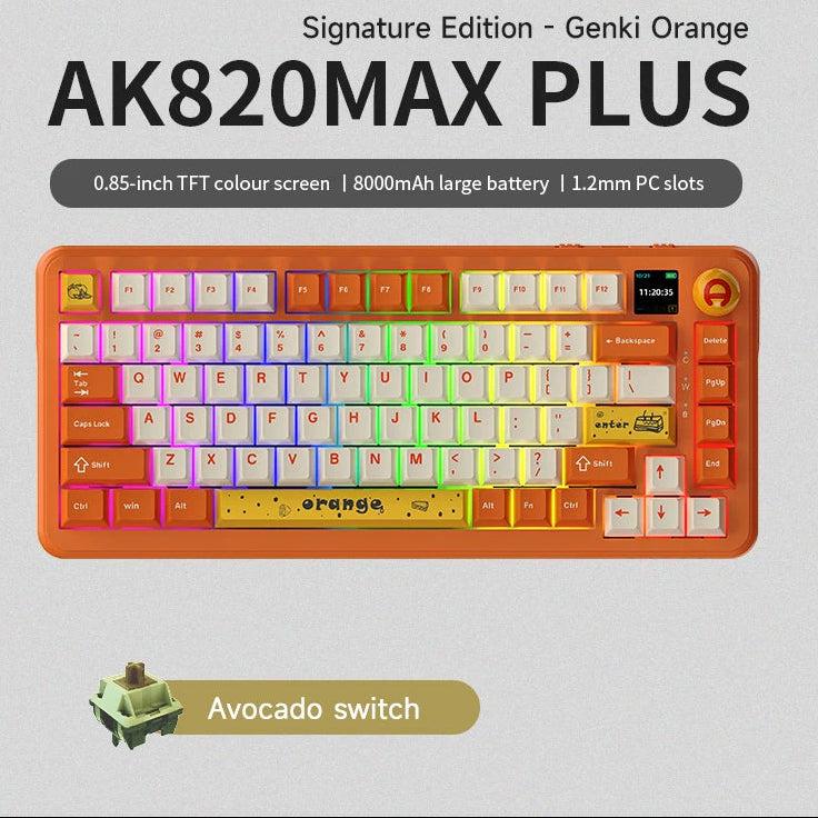 ZAIYNE AK820 MAX+ Pro – Bezprzewodowa mechaniczna klawiatura RGB | Ekran TFT | 8000mAh