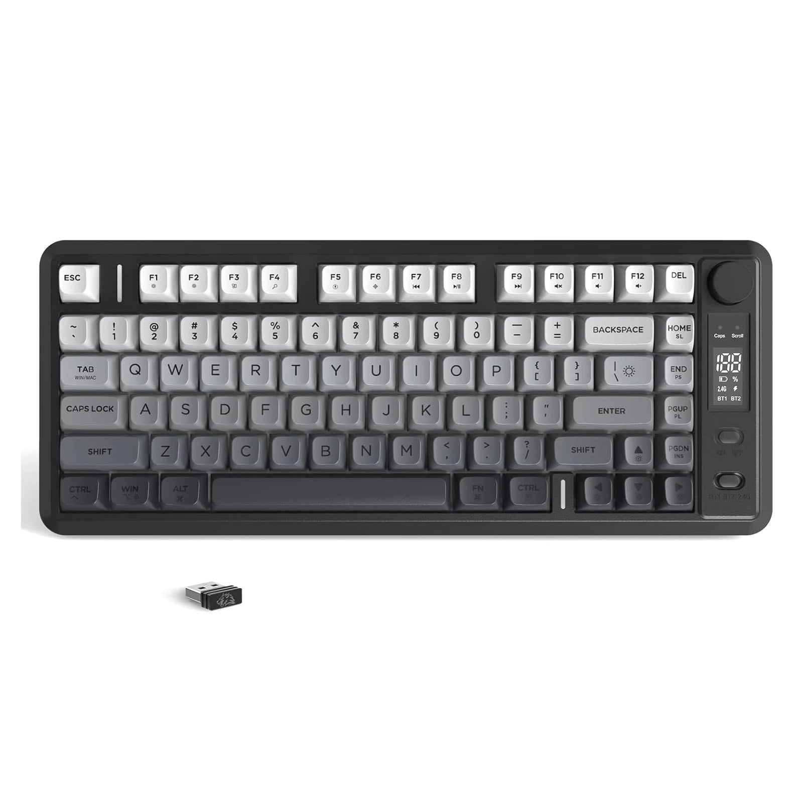 Clavier Gaming M75 Sans Fil RGB – Disposition 75 %, Écran OLED, Contrôle par Molette, Bluetooth + 2.4GHz