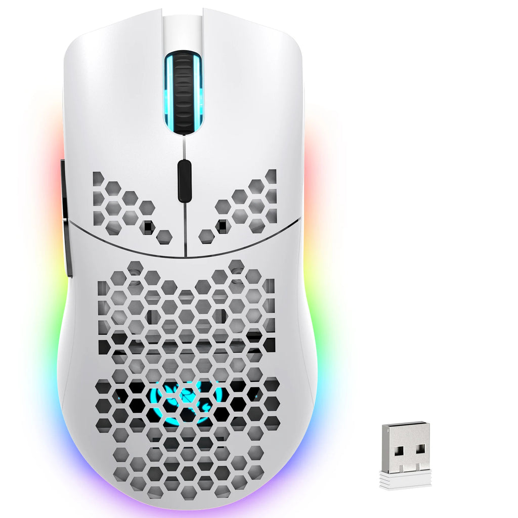 Mysz gamingowa ZAIYNE T66 RGB bezprzewodowa – obudowa „plaster miodu”, programowalne makra, bateria 650 mAh