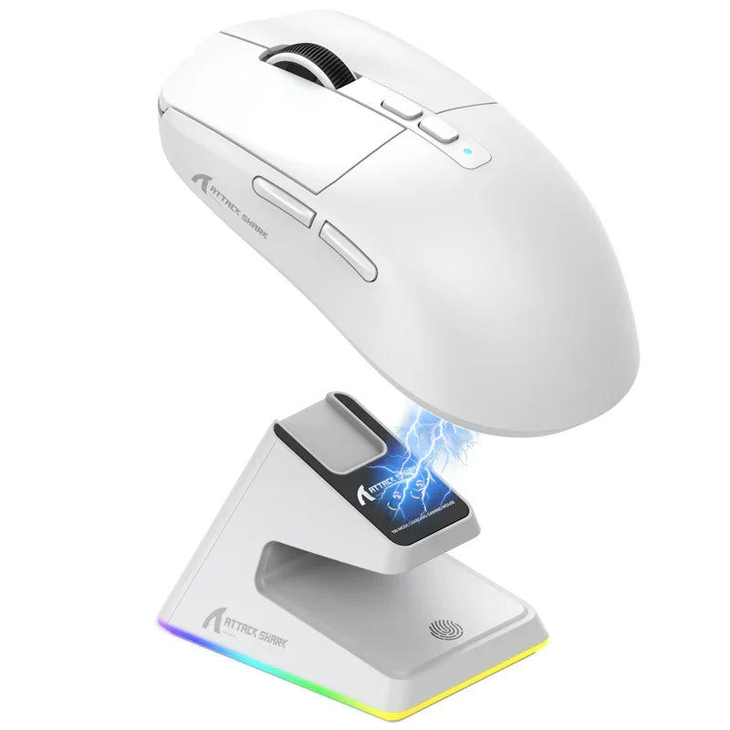 Souris de jeu sans fil ultra-légère ZAIYNE X6 Pro – 49g, capteur PAW3395, station de charge magnétique RGB